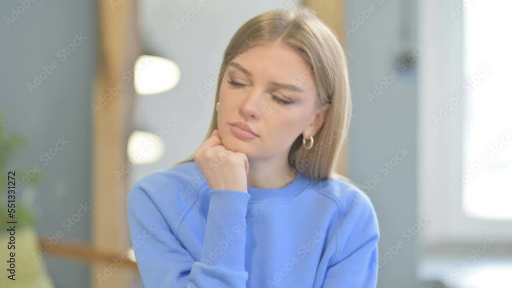 Woman Sleeping while Sitting in Creative Place Woman Sleeping while Sitting in Creative Place