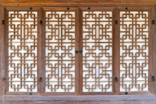 Photography chinese and korean traditional style wooden window