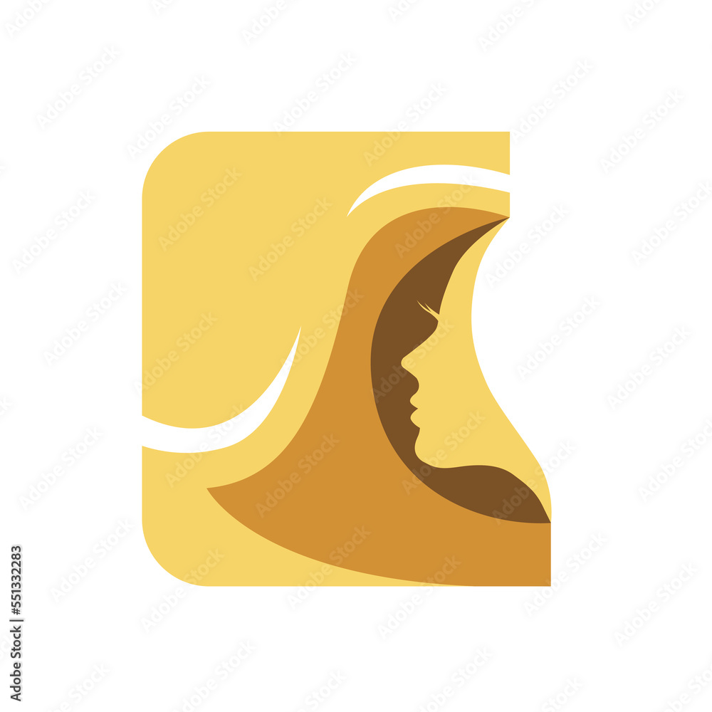 Stylized woman head silhouette for hair product logo or hair salon. Stylized woman head silhouette for hair product logo or hair salon.