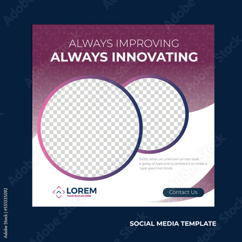 Social media post template vector illustration business innovation teamwork set
