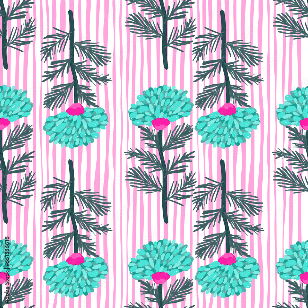 Fototapeta premium Decorative flower seamless pattern. Hand drawn herbal endless wallpaper.