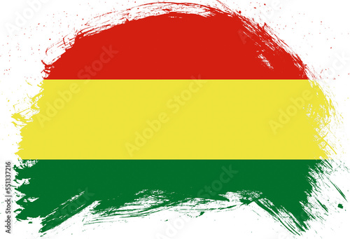 Distressed stroke brush painted flag of bolivia on white background
