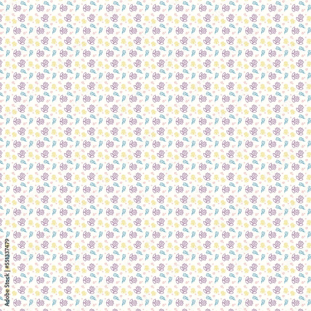 Hand drawn flowers seamless pattern. Vector Hand drawn flowers seamless pattern. Vector