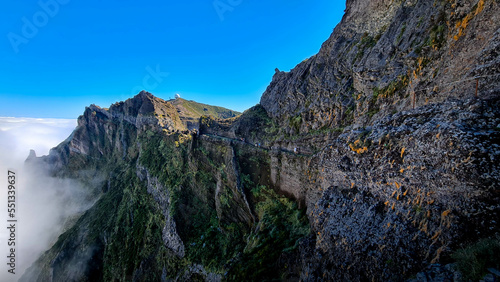 Majestic view on the hike from Pico Areiro to Pico Ruivo, Madeira.