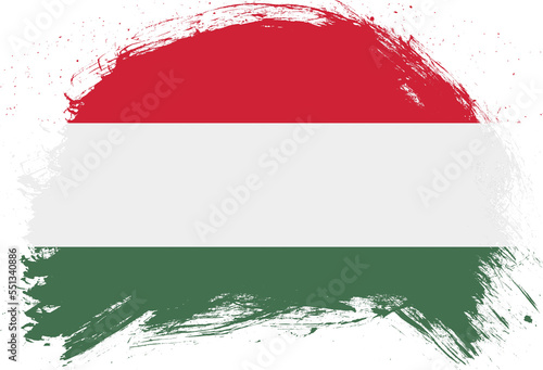 Distressed stroke brush painted flag of hungary on white background