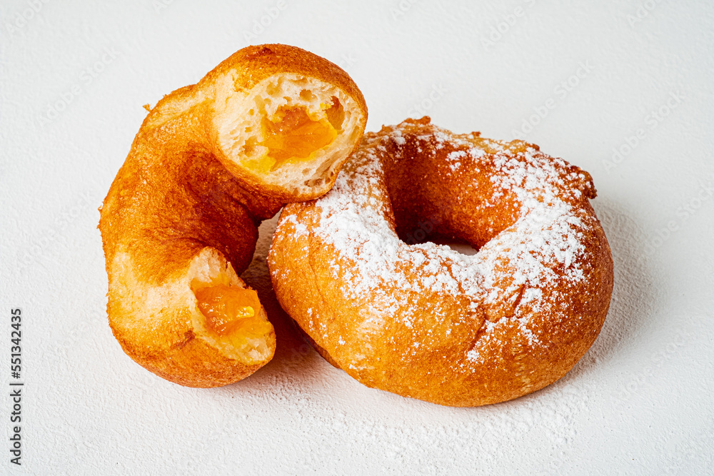 donut with jam on the white background donut with jam on the white background