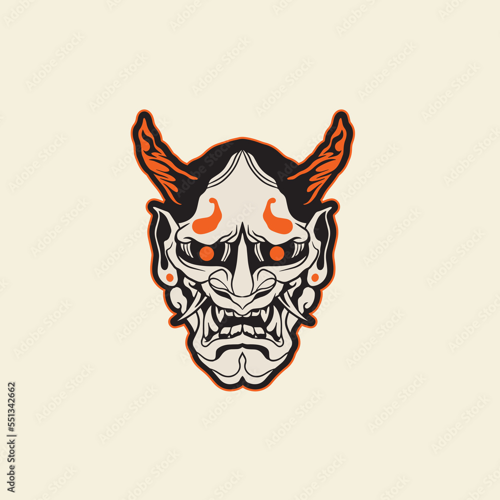 Oni japanese devil mask, Vector illustration
Oni japanese devil mask, Vector illustration