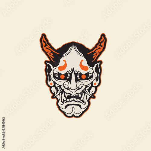 Oni japanese devil mask, Vector illustration	
