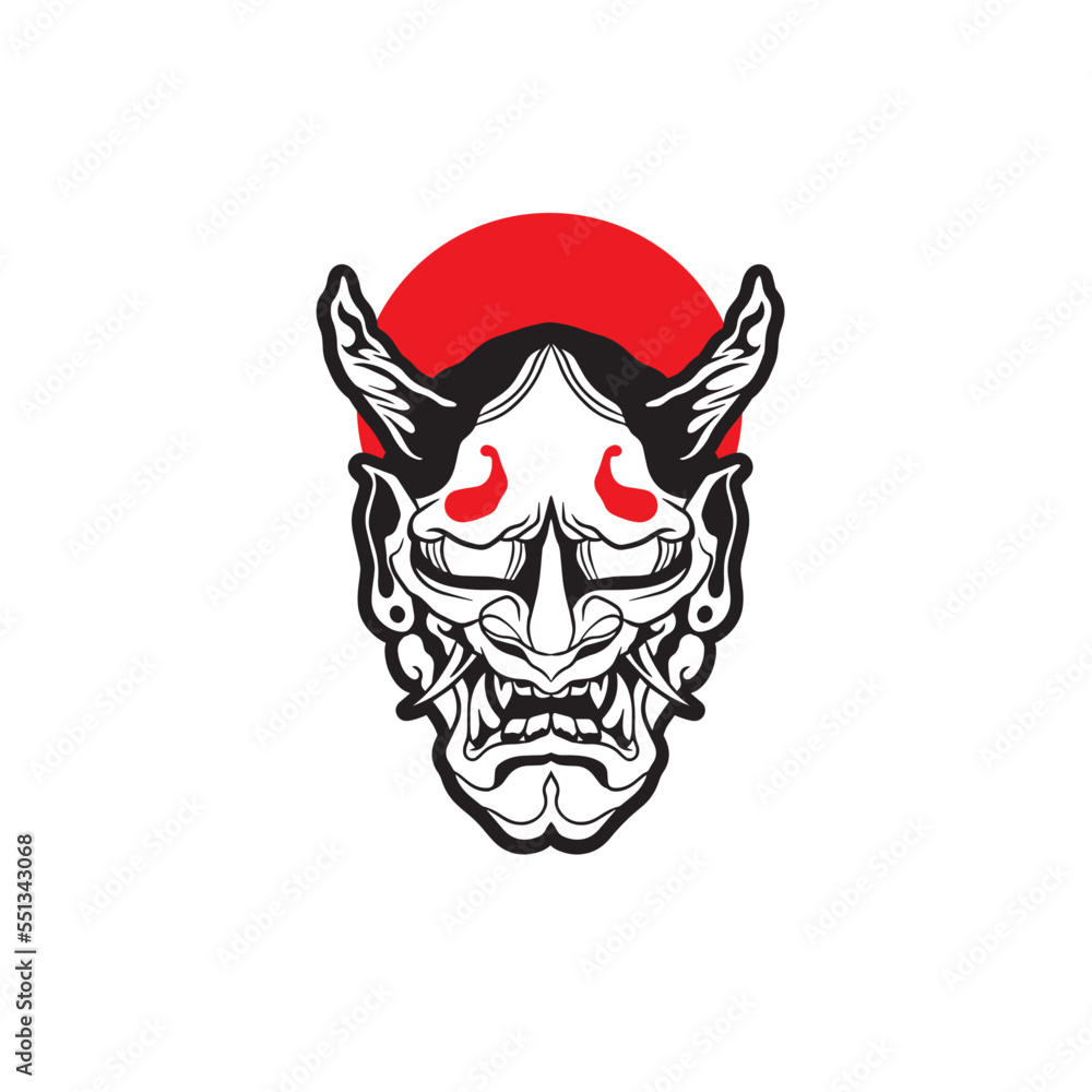 Oni japanese devil mask, Vector illustration	
