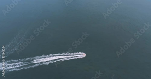 Wallpaper Mural Jet ski riding on the surface of sea. Aerial view, drone shot. Travel vacation, water sports, active leisure concept Torontodigital.ca