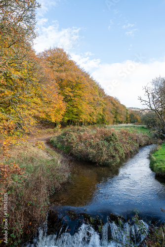 Autumn colours at Robbers Bridge in Exmoor National Park