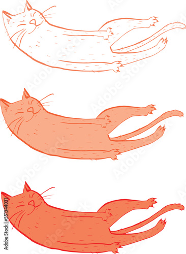 Illustration von niedlicher  schnurrender Katze für Pattern im Kinderzimmer