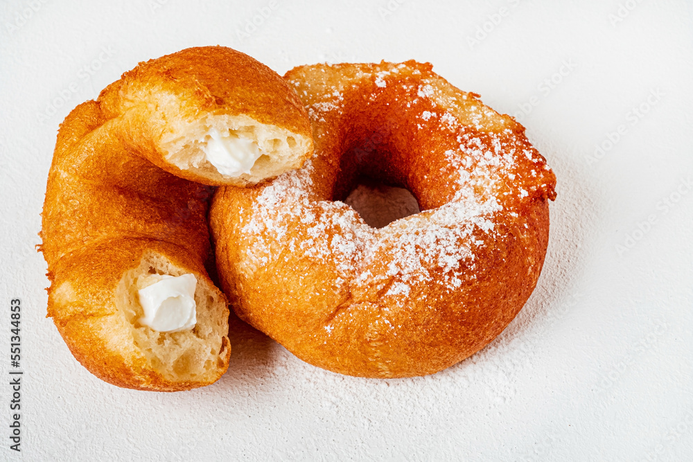 donut with jam on the white background donut with jam on the white background