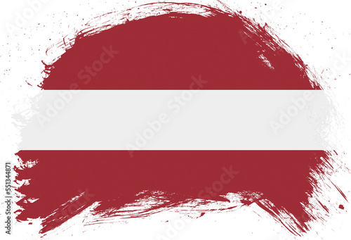Distressed stroke brush painted flag of latvia on white background