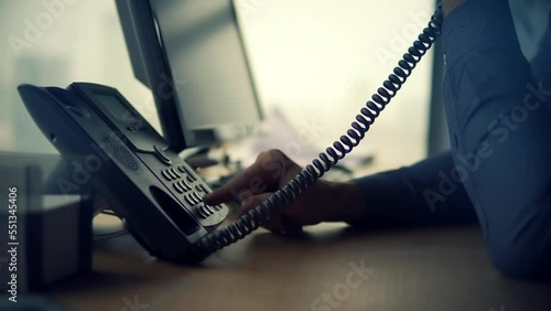 make call in office. businessman telephone calling  photo