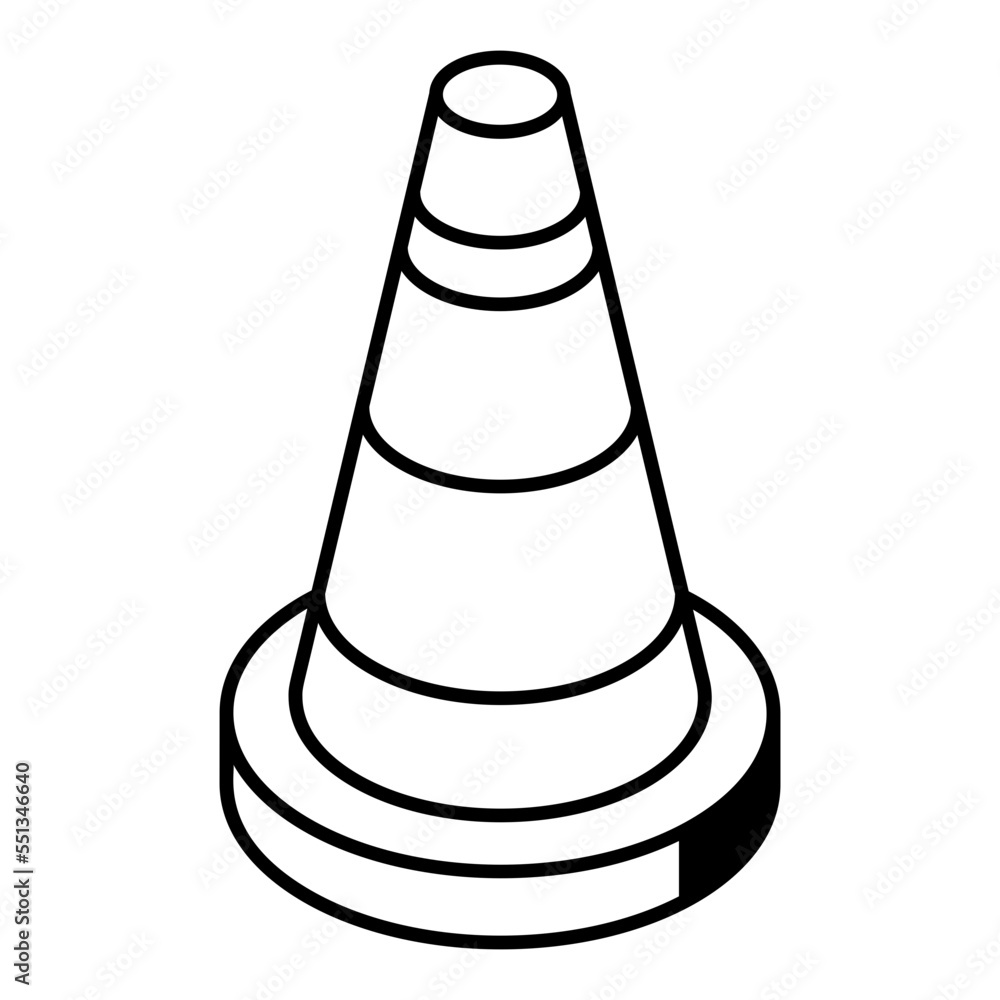 Premium outline isometric icon of traffic cone Premium outline isometric icon of traffic cone