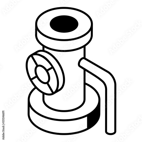 An outline isometric icon of fuel pipeline 
