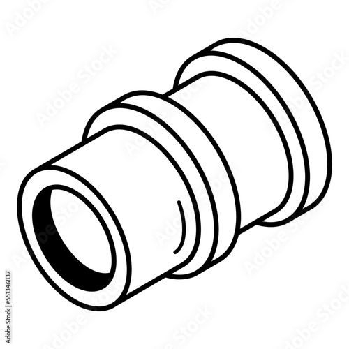 An outline isometric icon of fuel pipeline 