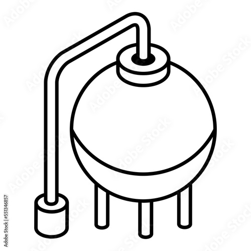 An outline isometric icon of fuel pipeline 