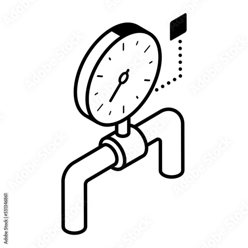 An outline isometric icon of fuel pipeline 