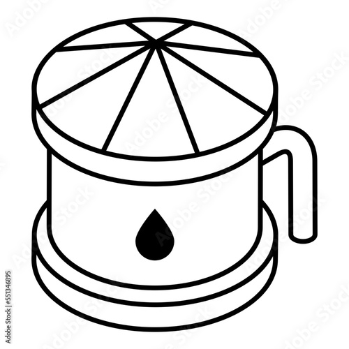 An outline isometric icon of fuel pipeline 