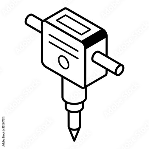 A customizable outline icon of rock drill 