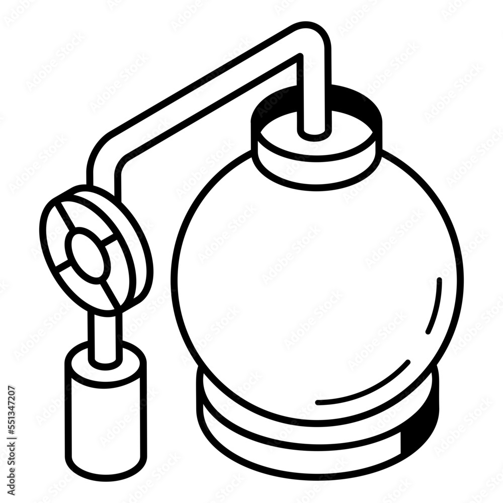 Fototapeta premium An outline isometric icon of fuel production 
