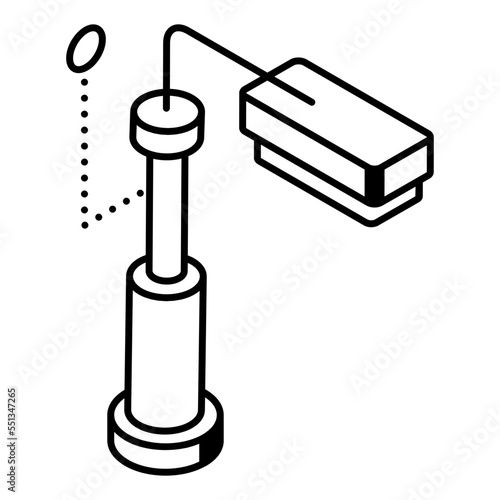 An outline isometric icon of fuel pipeline 
