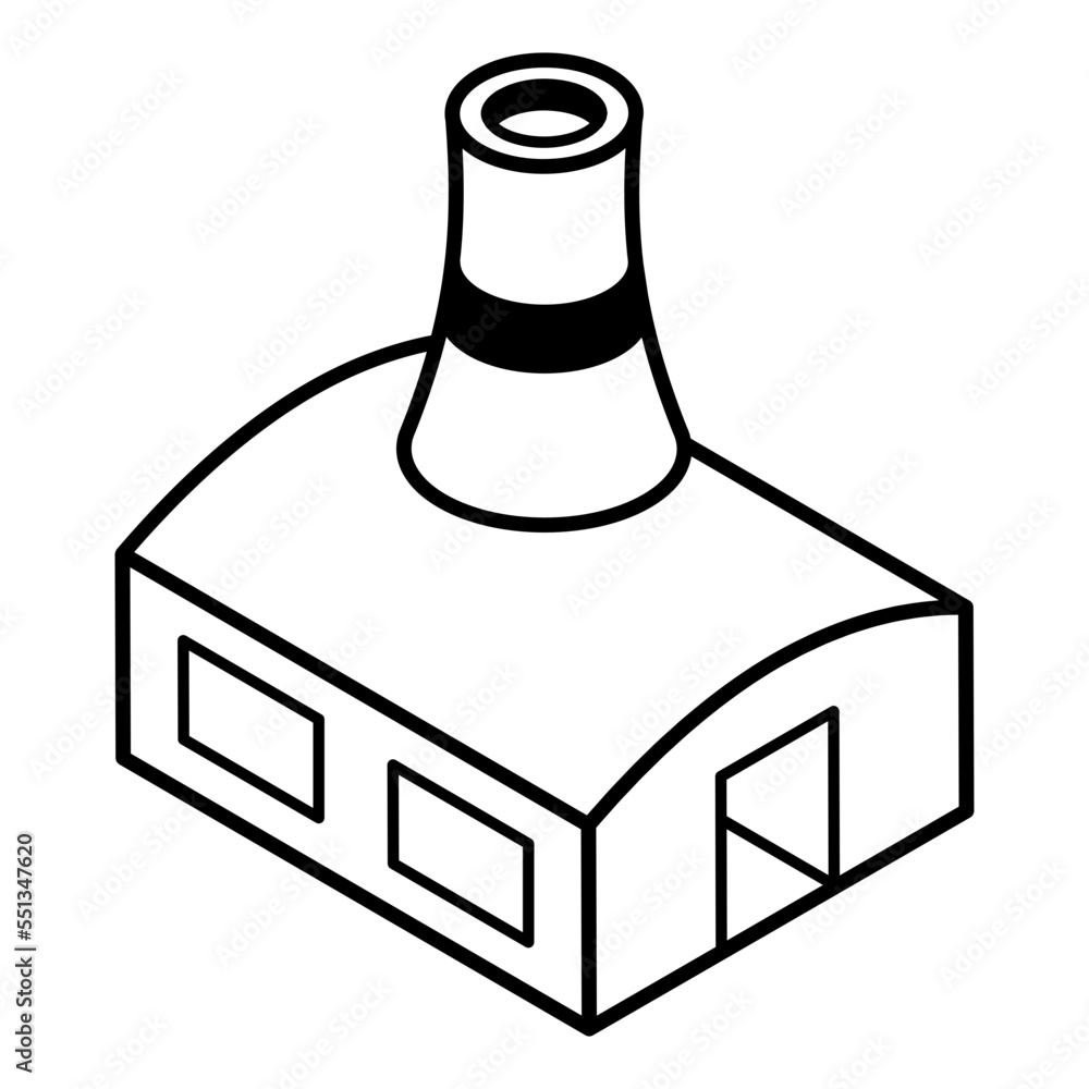 An outline isometric icon of fuel production An outline isometric icon of fuel production