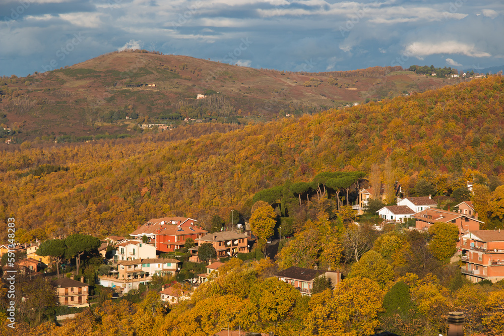 Panoramic view from Rocca di Papa town in Lazio Italy during autumn season