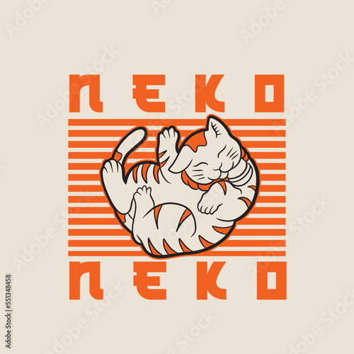 Cartoon maneki neko cat. Vector illustration