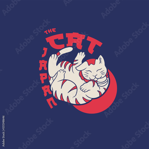 Cartoon maneki neko cat. Vector illustration	

