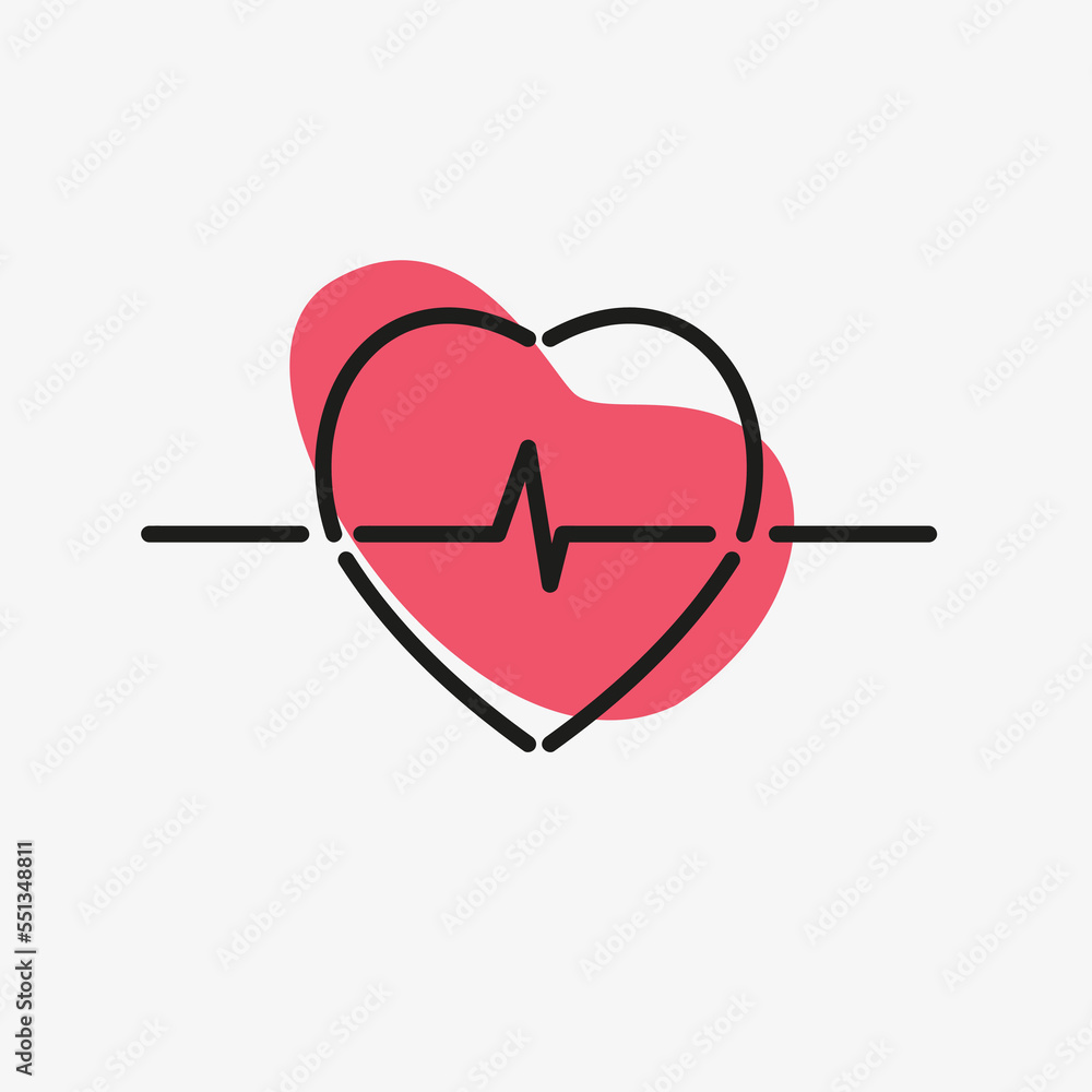 Heart rhythm icon on white flat isolated background. Vector heart beat pulse symbol. Heart rhythm icon on white flat isolated background. Vector heart beat pulse symbol.