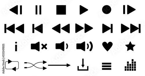 Set of icons for audio player