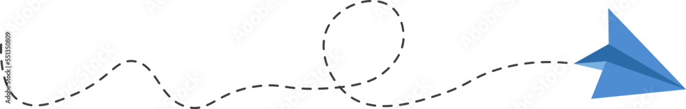 Dashed line paper airplane route Dashed line paper airplane route