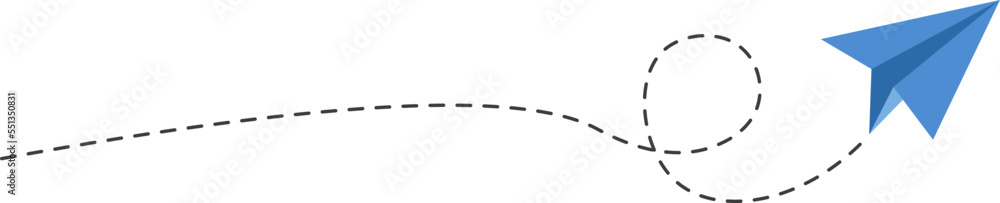 Dashed line paper airplane route Dashed line paper airplane route