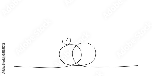 Decoration continuous line hand drawing element for wedding photo book, invitations. Vector stock illustration minimalism design isolated on white background. Editable stroke single line. 