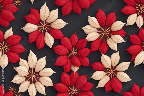 Holly  Ivy  Poinsettia  Mistletoe Seamless Texture Pattern Tiled Repeatable Tessellation Background Image