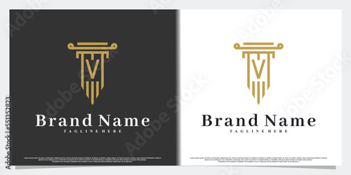 Law and latter v logo design with creative concept Premium Vector