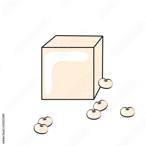 Tofu and Soybeans Isolated Element