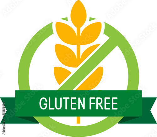 Gluten free isolated colored label icon. No wheat vector symbol for package of diet food. Template for food intolerance design