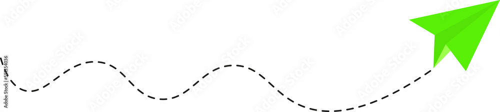 Dashed line paper airplane route Dashed line paper airplane route