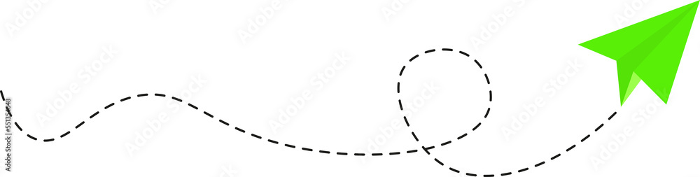 Dashed line paper airplane route