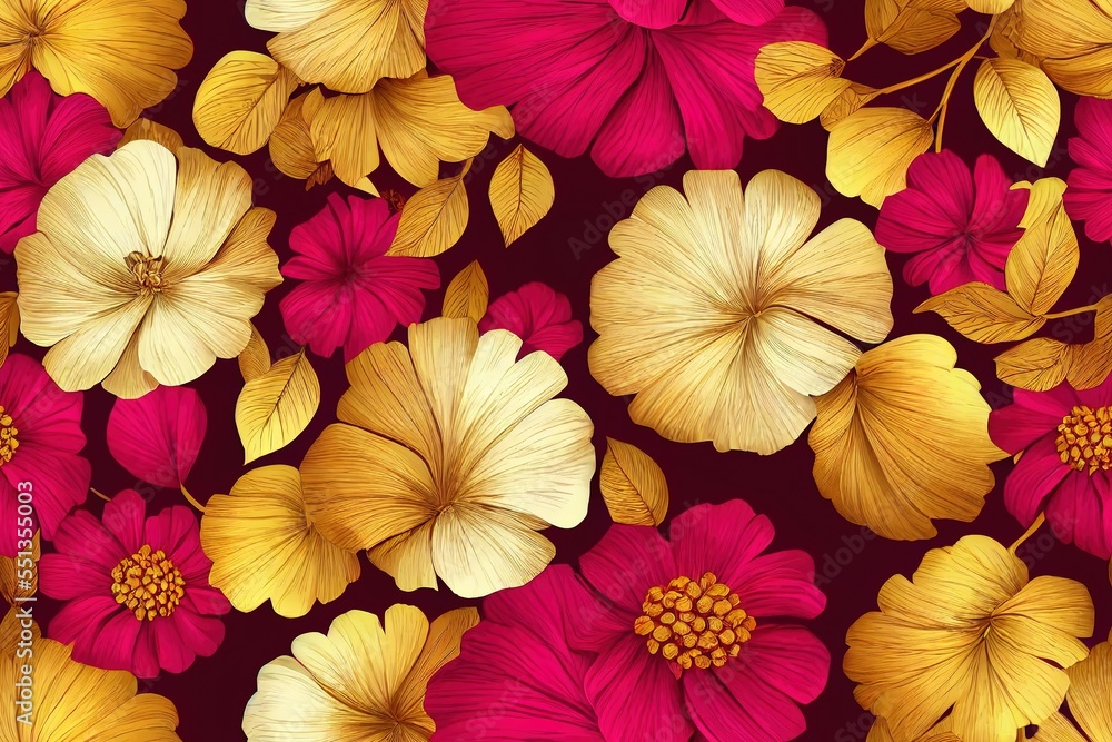 decorative paint style floral pattern. repeat pattern for wallpaper, paper packaging, textile, curtains, duvet covers, print design. Generative AI decorative paint style floral pattern. repeat pattern for wallpaper, paper packaging, textile, curtains, duvet covers, print design. Generative AI