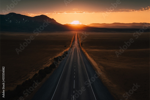 sunset on the road