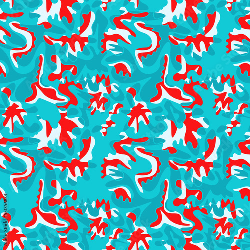 Unusual seamless vector pattern with wave colorful shapes