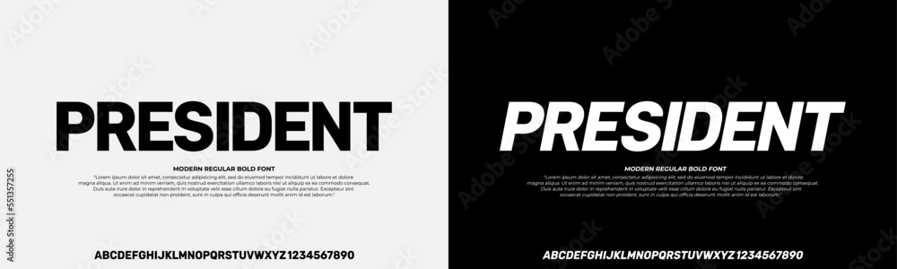 Modern Bold Font. Uppercase and Number. Typography urban style alphabet fonts for fashion, sport, technology, digital, movie, logo design, vector illustration Modern Bold Font. Uppercase and Number. Typography urban style alphabet fonts for fashion, sport, technology, digital, movie, logo design, vector illustration