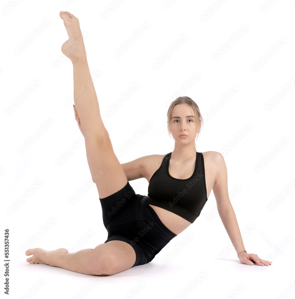 Athletic beautiful girl during exercise. Fit body Athletic beautiful girl during exercise. Fit body