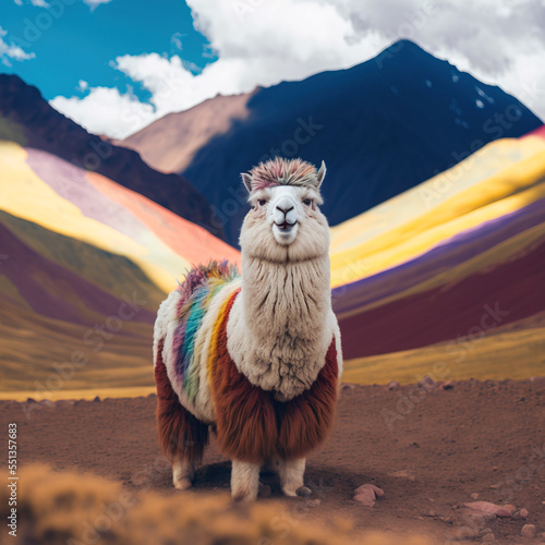 Happy Lama in south america photo