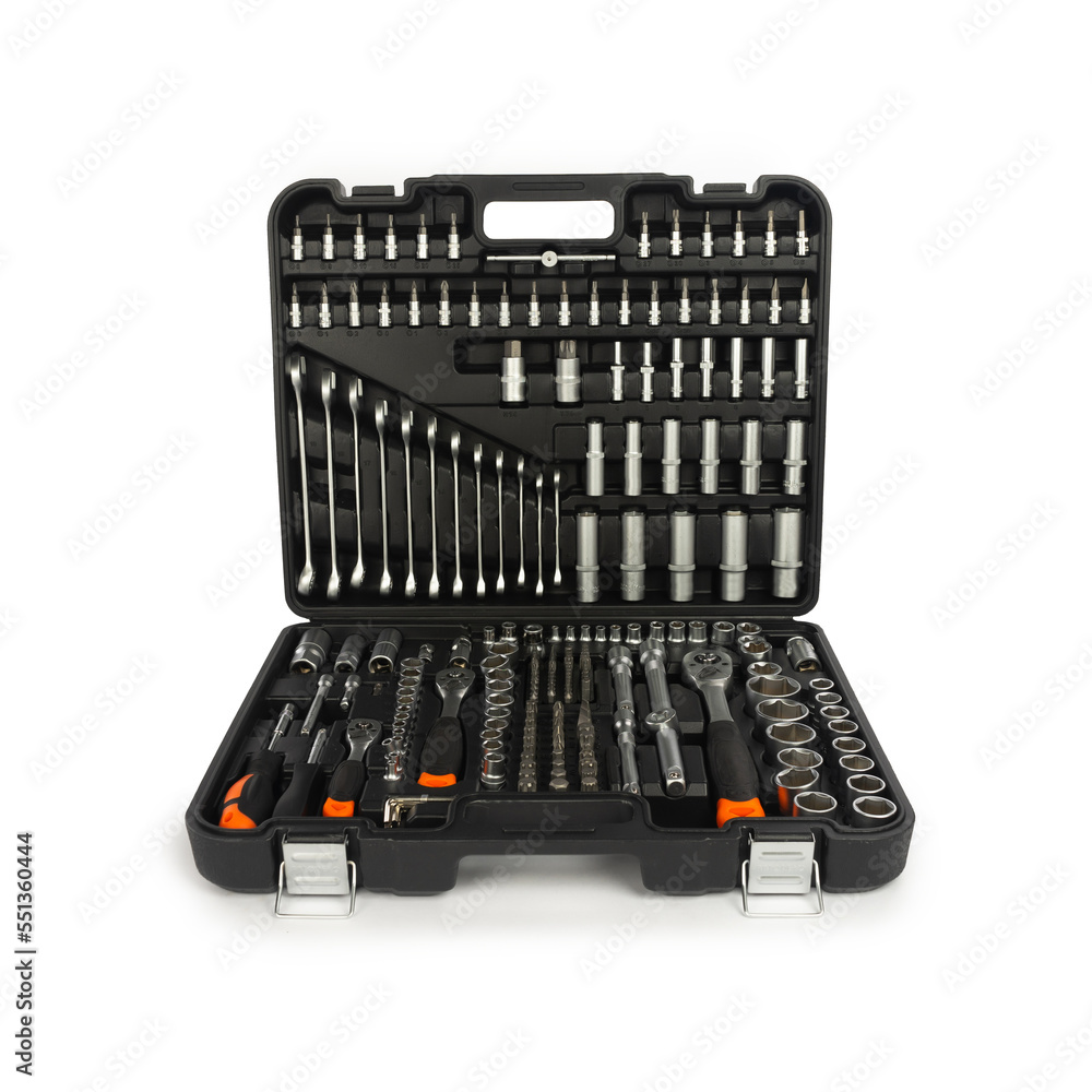 Toolbox, tools kit case detail close up instruments. set of tools car tool kit tool set background instruments for repair Toolbox, tools kit case detail close up instruments. set of tools car tool kit tool set background instruments for repair